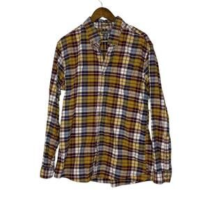 Eddie Bauer Yellow Red Earth Tones Button Up Long Sleeve Size Large Men’s